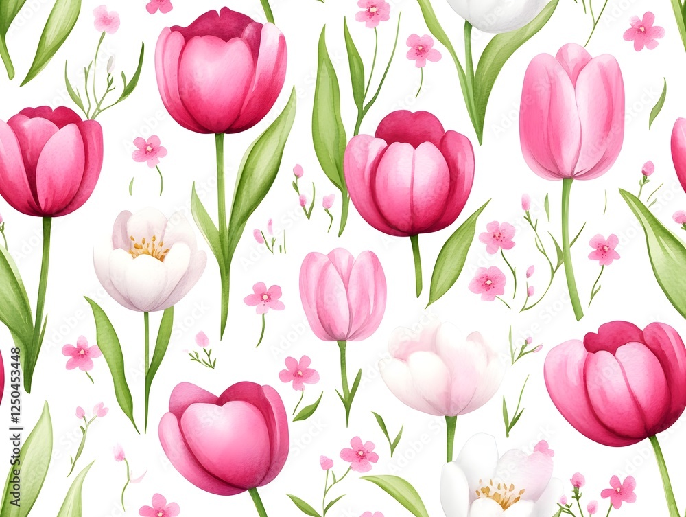 Obraz premium Romantic Watercolor Floral Seamless Pattern for Valentine s Day