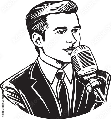businessman with microphone