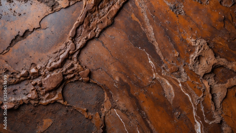 Obraz premium Rustic brown marble texture with earthy tones and natural patterns ideal for backgrounds and design projects showcasing organic aesthetics.