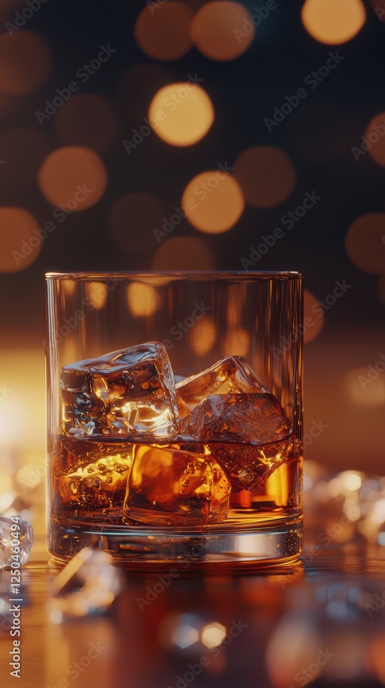 Elegant whiskey on the rocks a luxurious nightlife portrait Elegant whiskey on the rocks a luxurious nightlife portrait