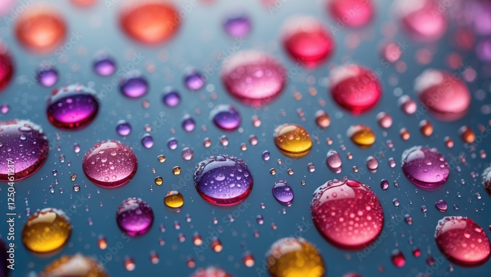 Colorful raindrops on glass surface creating a vibrant and abstract background with various shades and reflections. Colorful raindrops on glass surface creating a vibrant and abstract background with various shades and reflections.