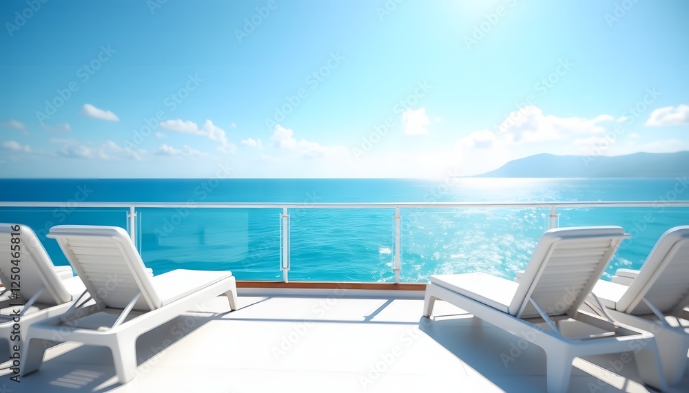 Fototapeta premium lounge chairs on a tropical beach