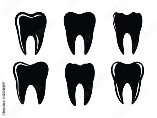 Tooth Silhouette Icons – Dental Vector Set for Medical and Branding  
