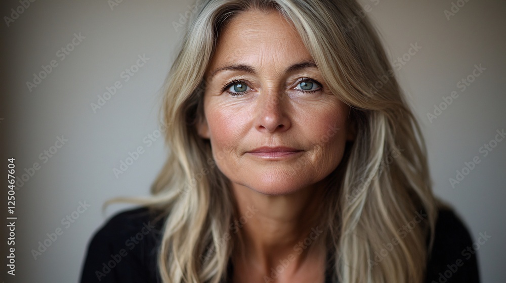 Mature Woman Portrait Against Gray Background Mature Woman Portrait Against Gray Background
