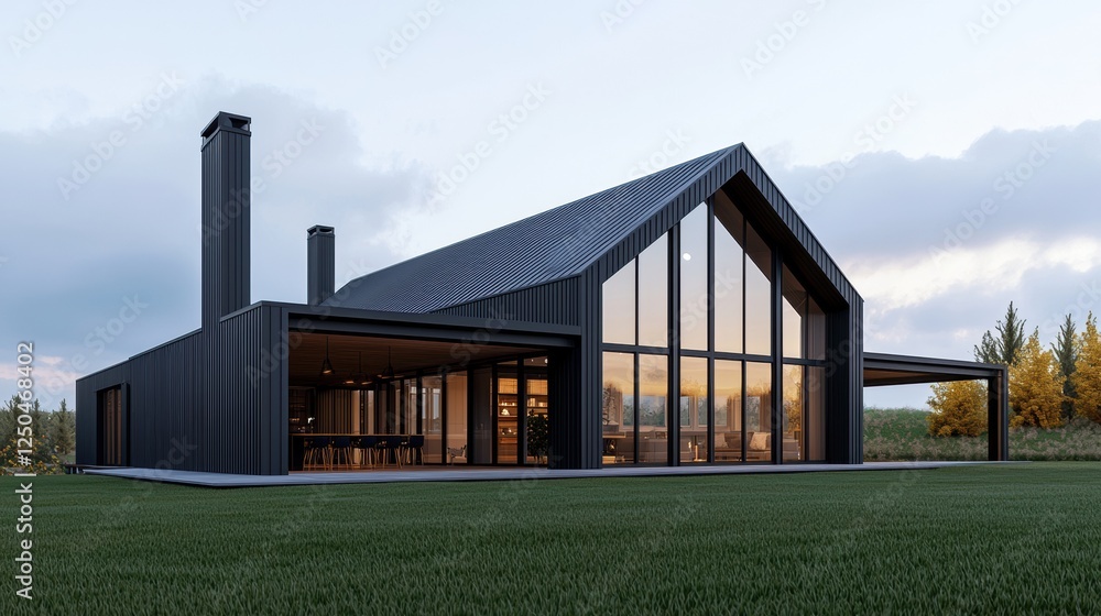 Modern Farmhouse Penthouse Design with Sleek Lines and Expansive Windows in Natural Setting Modern Farmhouse Penthouse Design with Sleek Lines and Expansive Windows in Natural Setting