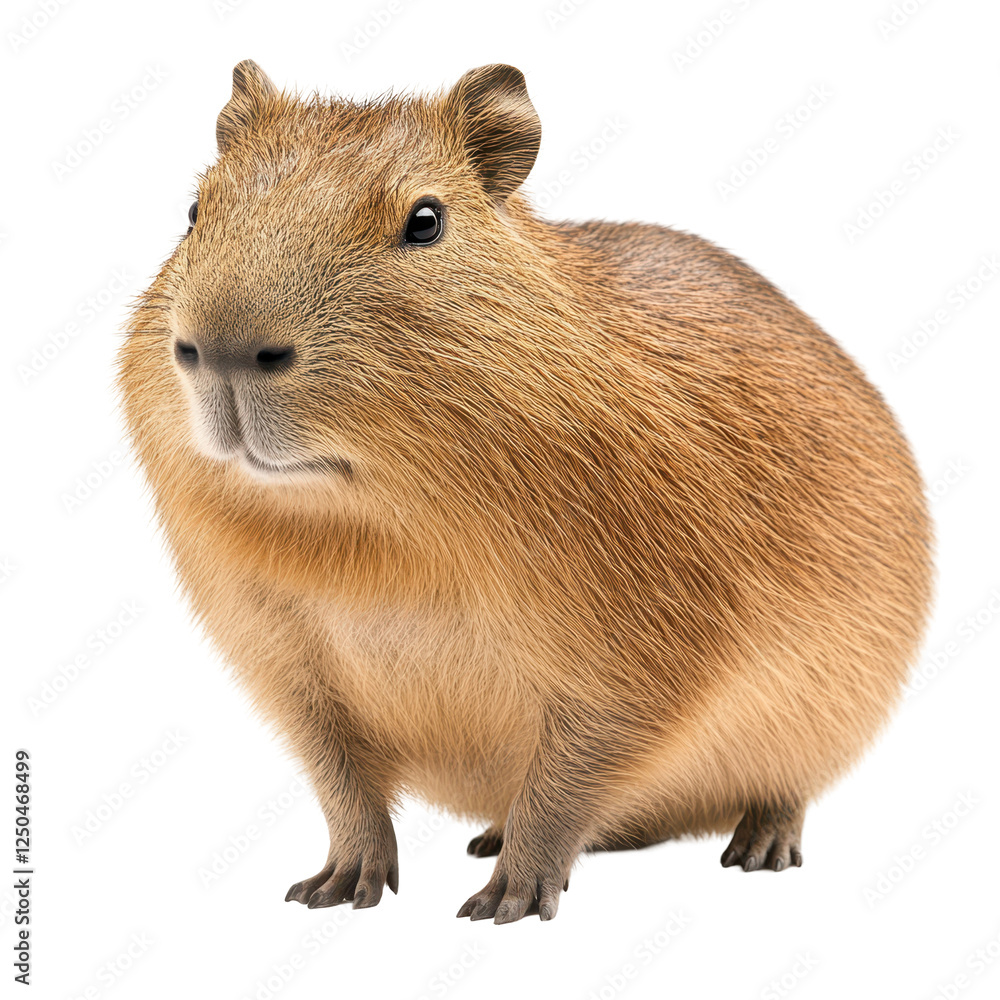 Capybara Portrait: A captivating close-up of a capybara, showcasing its distinctive features – a large, round body, reddish-brown fur, and expressive dark eyes. Capybara Portrait: A captivating close-up of a capybara, showcasing its distinctive features – a large, round body, reddish-brown fur, and expressive dark eyes.