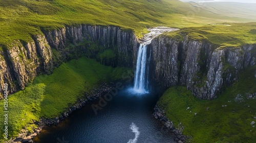 A breathtaking aerial view of Assaranca Waterfall, one of Donegalâ€™s most stunning hidden gems--an unmissable natural attraction near Maghera Beach and Caves photo