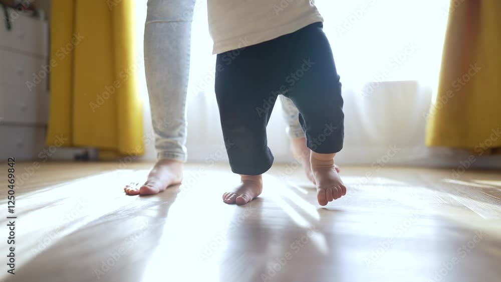 Mother guides toddler first steps. Parenting moment in cozy. Toddler learns to walk with mother support. Happy family bond. Toddler mother parenting milestone. Toddler step in warm home environment. Mother guides toddler first steps. Parenting moment in cozy. Toddler learns to walk with mother support. Happy family bond. Toddler mother parenting milestone. Toddler step in warm home environment.