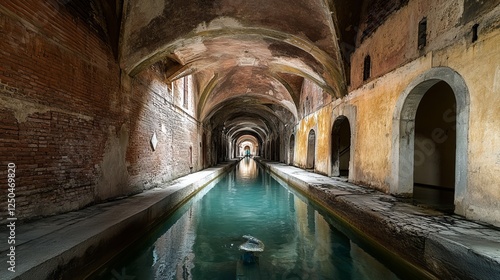 A scenic view of a concealed water channel within Bologna's historic center, an extraordinary and uncommon hidden gem photo