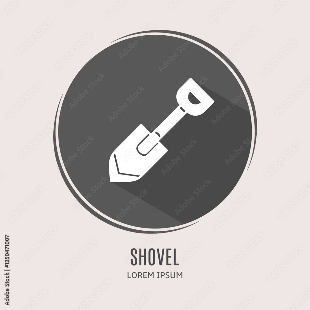 Symbol shovel logo. Illustration of shovel in flat. Stock vector. Symbol shovel logo. Illustration of shovel in flat. Stock vector.
