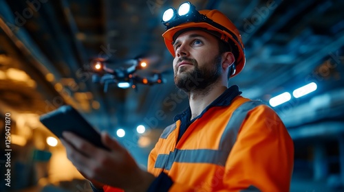 Modern mining inspection innovative drone and tablet augmented worker