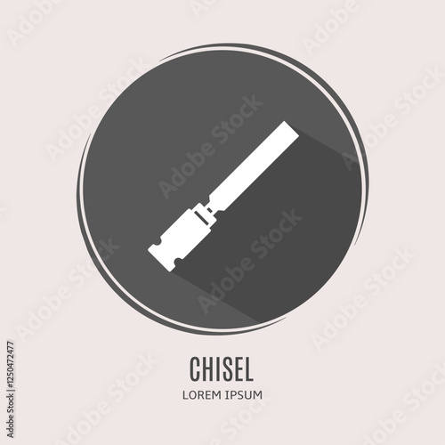 Symbol chisel logo. Illustration of chisel in flat. Stock vector.