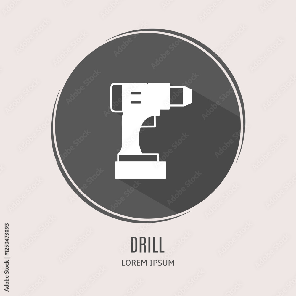 Symbol drill logo. Illustration of drill in flat. Stock vector. Symbol drill logo. Illustration of drill in flat. Stock vector.