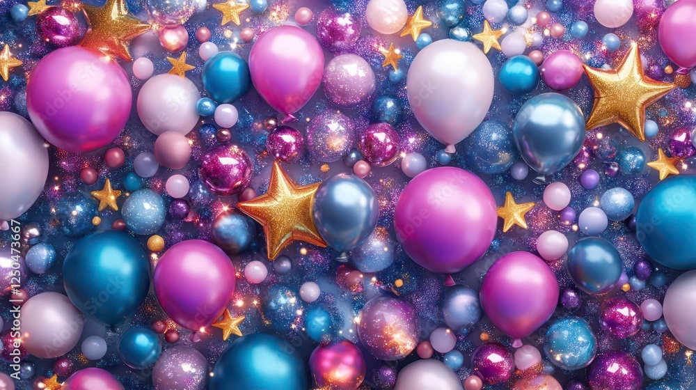 Celebration Balloons and Stars, 3D rendering, colorful balloons, festive backdrop, celebration , balloons , stars Celebration Balloons and Stars, 3D rendering, colorful balloons, festive backdrop, celebration , balloons , stars