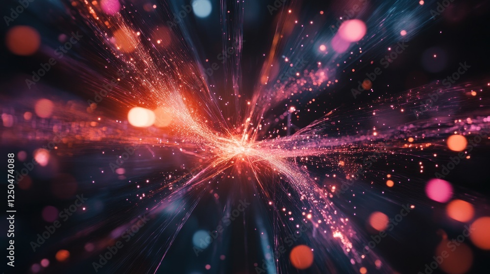 Obraz premium Abstract light trails create a dynamic and futuristic digital background