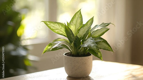 Indoor plant, sunlight through window, home decor, natural light photo