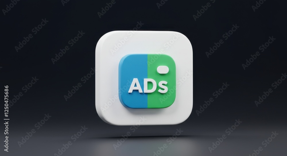 3D icon, Google Ads logo, minimalist design, rounded square shape, white background, blue and green colors, subtle shadow, clean aesthetics, digital marketing 3D icon, Google Ads logo, minimalist design, rounded square shape, white background, blue and green colors, subtle shadow, clean aesthetics, digital marketing
