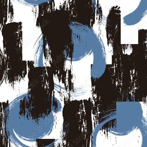 Seamless pattern of distorted abstract brush strokes,
