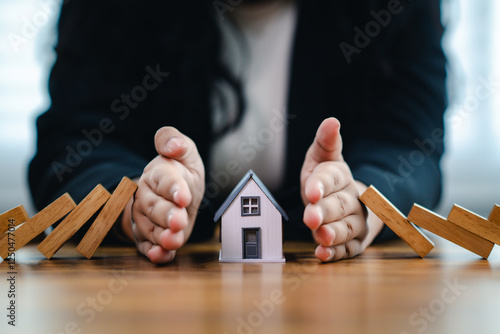 Woman protects a miniature house from falling dominoes, Risk management, home insurance, and financial security, Personal Property Coverage