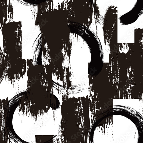 Seamless pattern of distorted abstract brush strokes,