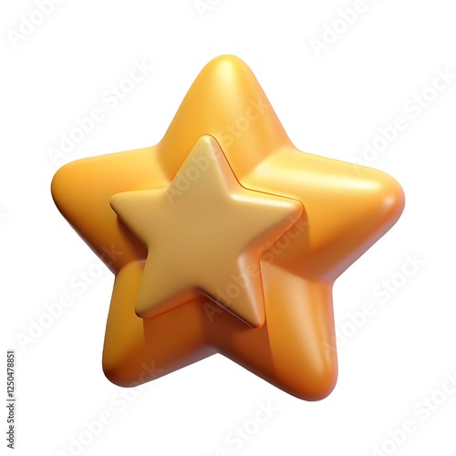 3D Render of Two Overlapping Shiny Orange Stars a Cute Design Element
