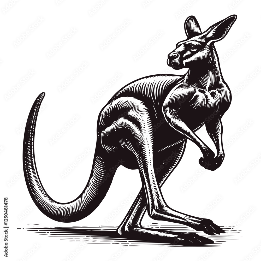 Fototapeta premium Vintage Kangaroo Illustration