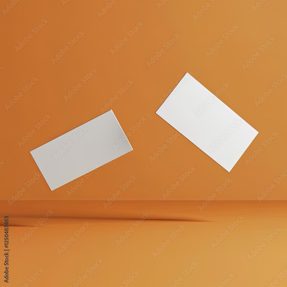 Floating cards mockup, orange studio, blank design, presentation Floating cards mockup, orange studio, blank design, presentation