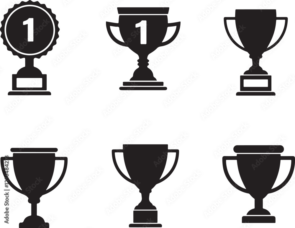 Obraz premium Champion Cup Silhouettes Vector Award Collection vector illustration