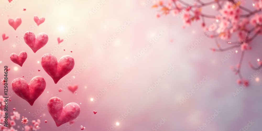 Valentine's Day and wedding poster,card,banner design, Dreamy Ethereal Watercolor Floating Hearts Soft Light for valentine with copy space. Valentine's Day and wedding poster,card,banner design, Dreamy Ethereal Watercolor Floating Hearts Soft Light for valentine with copy space.