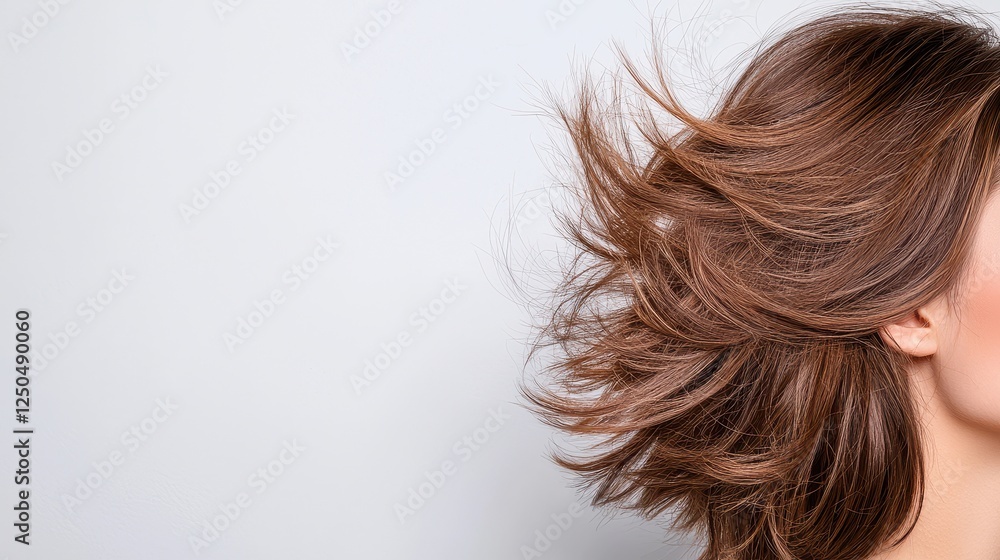 Hair Dye Damaged Concept, Hair Dye Damaged Concept, Restored Shine for Damaged Hair with Extreme Dryness and Lively Movement against a Soft Background Hair Dye Damaged Concept, Hair Dye Damaged Concept, Restored Shine for Damaged Hair with Extreme Dryness and Lively Movement against a Soft Background