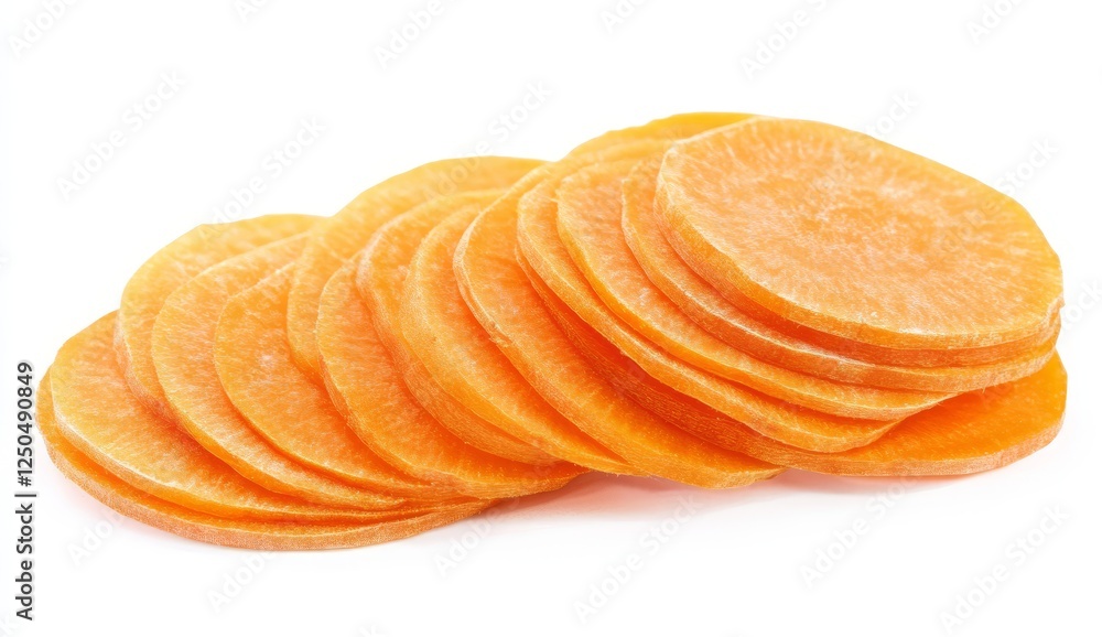 Sliced Sweet Potato, Isolated, Ready to Cook Sliced Sweet Potato, Isolated, Ready to Cook