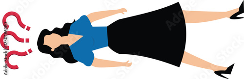 Businesswomen lie flat on their backs and think of solutions to problems at leisure