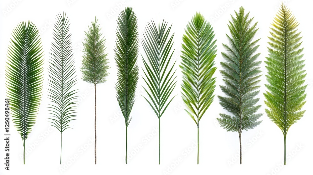 Various Green Leaf Shapes Isolated on White Background for Design Use Various Green Leaf Shapes Isolated on White Background for Design Use
