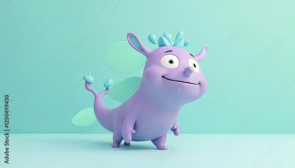 Playful Purple Creature: A Delightful 3D Render Playful Purple Creature: A Delightful 3D Render