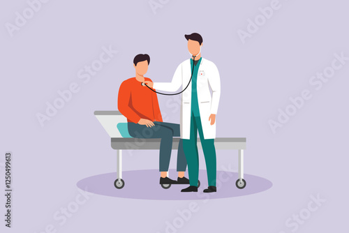 Hospital activity concept. Colored flat vector illustration isolated.