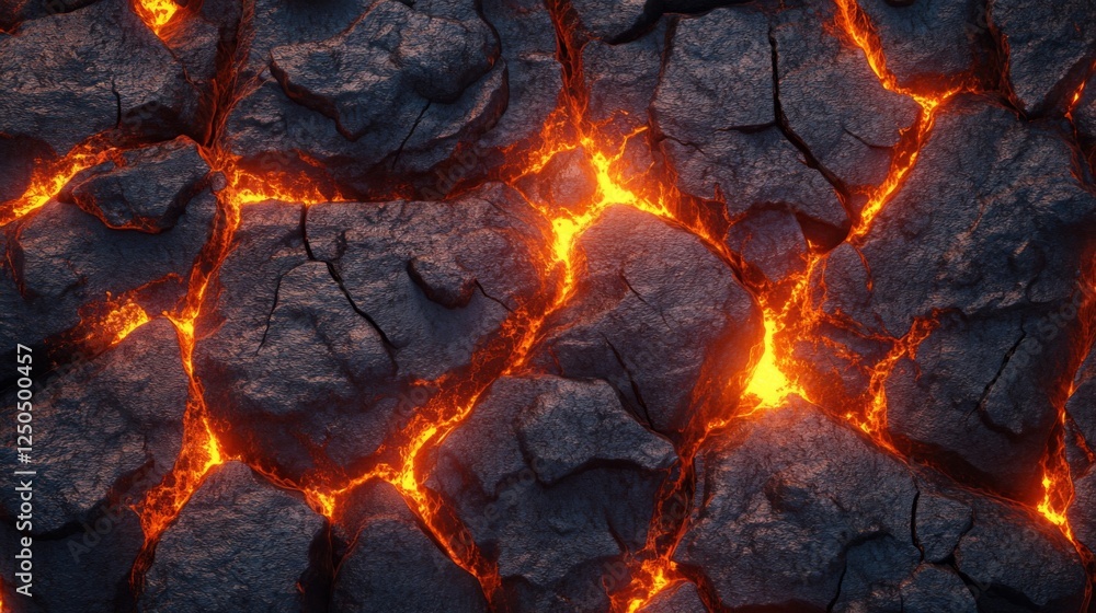 Molten Lava Flowing Through Cracked Rocks Molten Lava Flowing Through Cracked Rocks