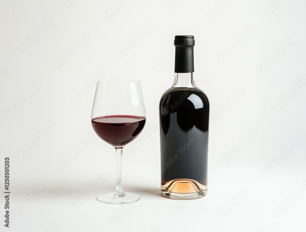 A bottle of red wine with a blank aged label next to a filled glass, set against a neutral background for branding mockups. Generative by Ai
A bottle of red wine with a blank aged label next to a filled glass, set against a neutral background for branding mockups. Generative by Ai