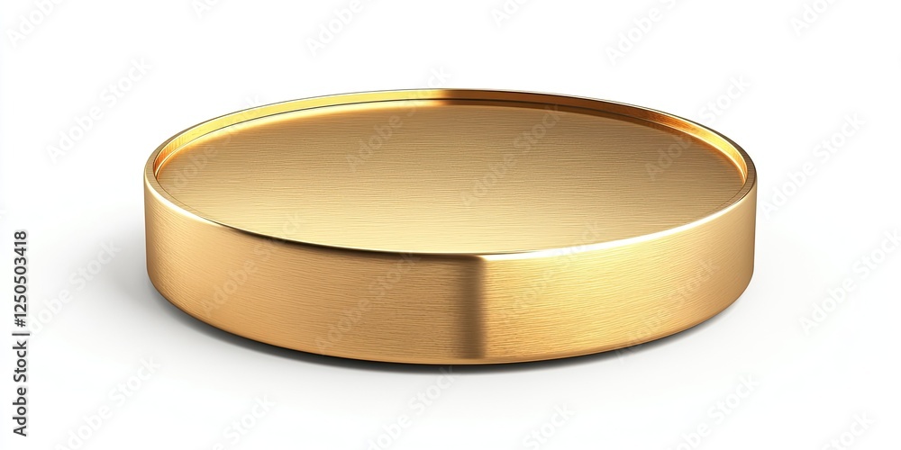 Gold cylindrical pedestal, white background, product display Gold cylindrical pedestal, white background, product display