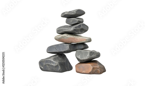 Balanced stone cairn, nature scene, outdoor, tranquility, meditation, website, app photo