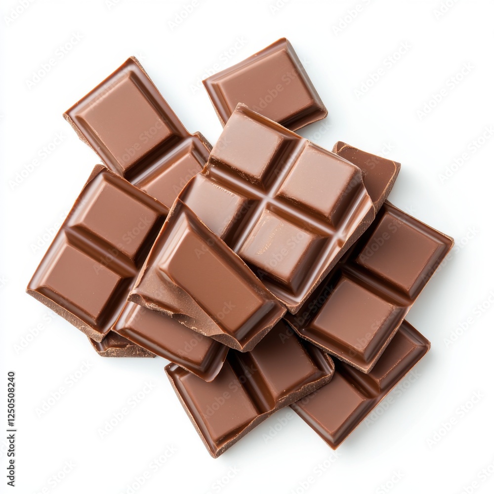 Delicious Milk Chocolate Blocks Stacked on a White Background for Sweet Treat and Dessert Inspiration Delicious Milk Chocolate Blocks Stacked on a White Background for Sweet Treat and Dessert Inspiration
