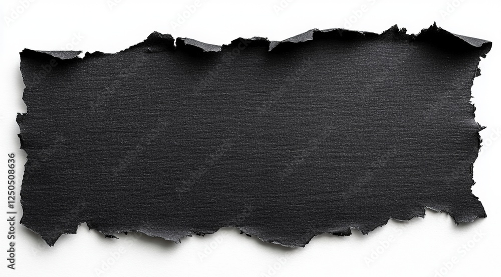 Φωτογραφία Black Paper with Torn Edge and Textured Surface, Ideal for Background or Overlay