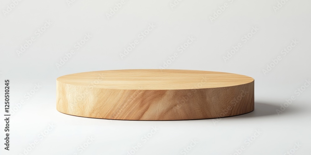 Round wooden display platform on white background Round wooden display platform on white background