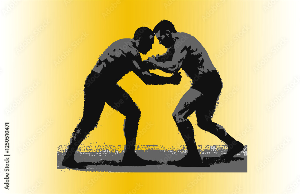 Fototapeta premium illustration Athletics sport martial arts boxing silhouette