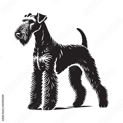 Minimalist Airedale Terrier silhouette with sharp, clear form - Airedale Terrier illustration - minimal Airedale Terrier vector - dog silhouette
