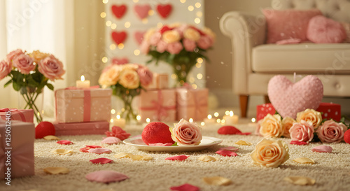 Wallpaper Mural Valentine’s Day design centered on tender heart shapes and soothing warm colors Torontodigital.ca