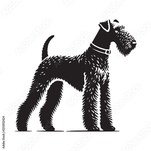 Well-defined Airedale Terrier silhouette for digital and print use - Airedale Terrier illustration - minimal Airedale Terrier vector - dog silhouette
