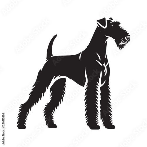 Bold Airedale Terrier silhouette with artistic and modern touch - Airedale Terrier illustration - minimal Airedale Terrier vector - dog silhouette
