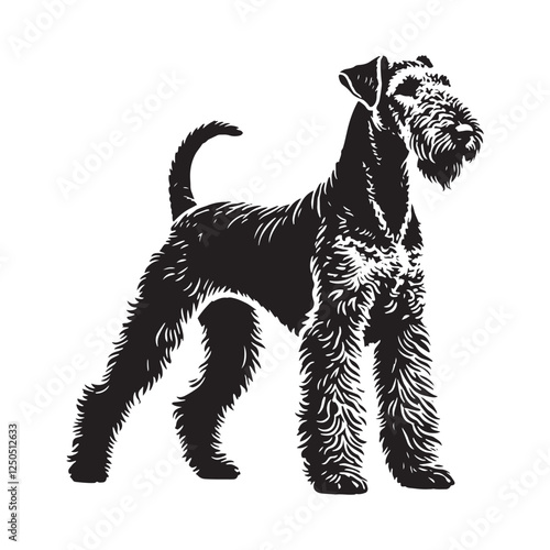 High-quality Airedale Terrier silhouette suitable for branding - Airedale Terrier illustration - minimal Airedale Terrier vector - dog silhouette
