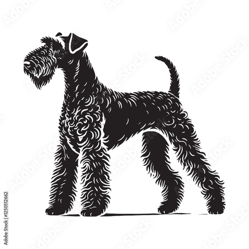 Exquisite Airedale Terrier silhouette featuring sharp details - Airedale Terrier illustration - minimal Airedale Terrier vector - dog silhouette
