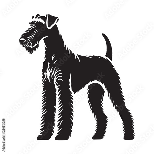 Elegant Airedale Terrier silhouette showcasing breed’s charm - Airedale Terrier illustration - minimal Airedale Terrier vector - dog silhouette
